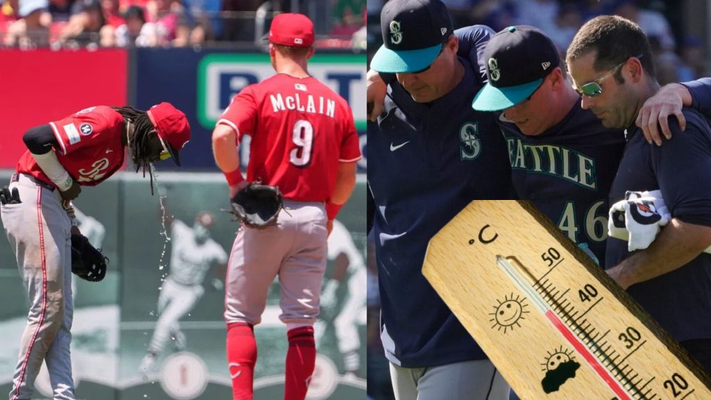 Sudor, sol y susto: Elly de la Cruz y Trent Thorton sufren ataques de calor en pleno juego