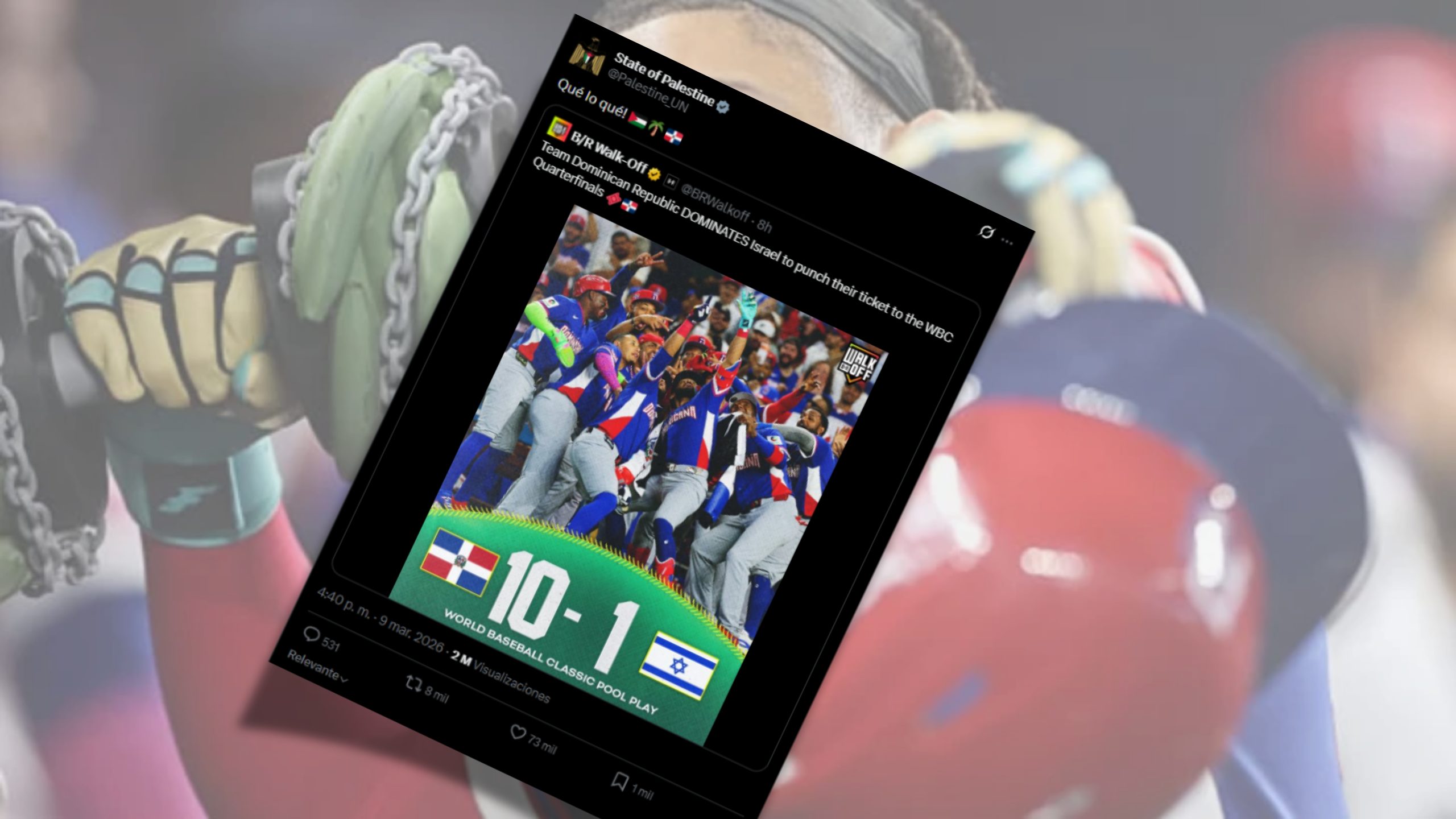 Palestinos celebraron la aplastante victoria de RD sobre Israel en el Clásico Mundial de Béisbol